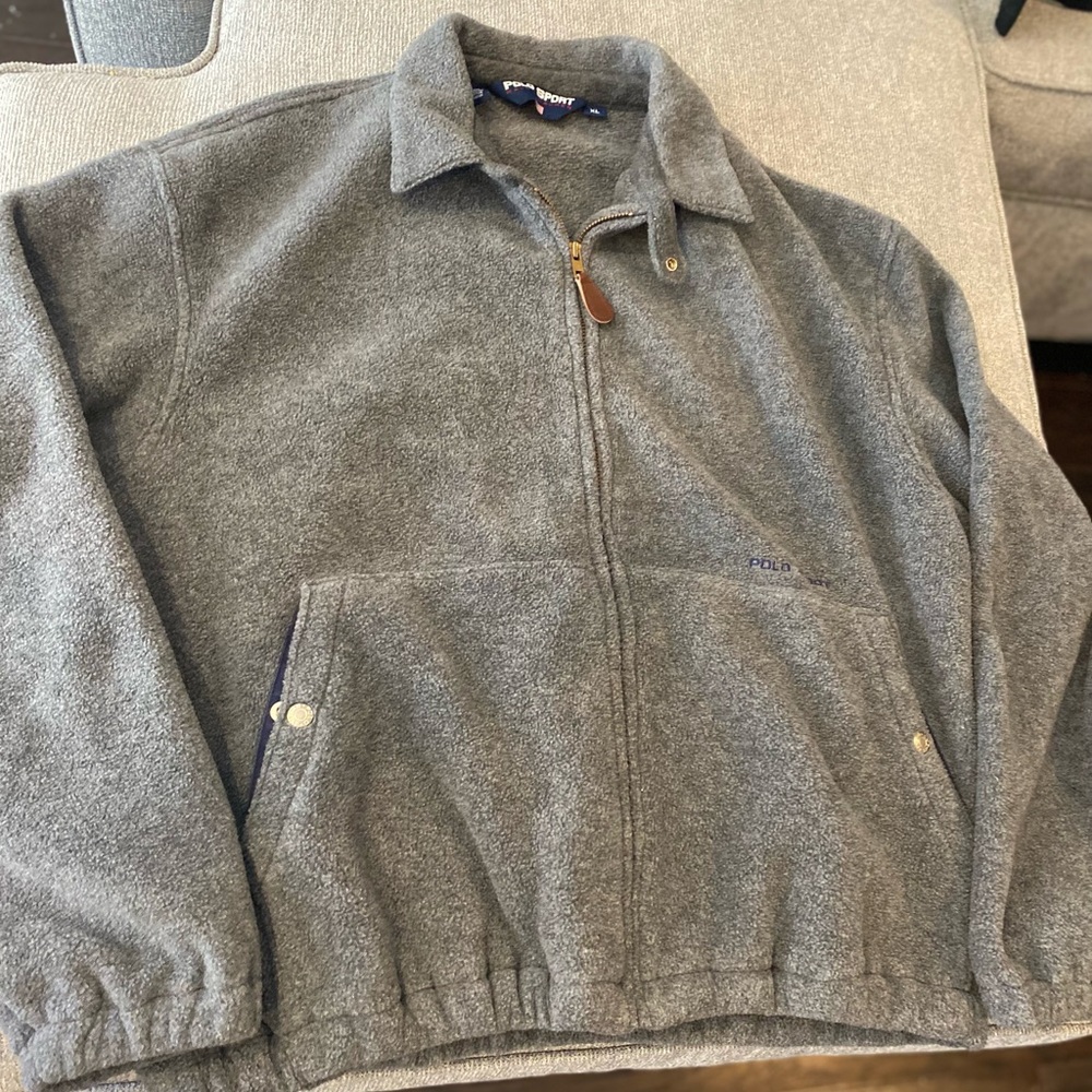 VINTAGE POLO RALPH LAUREN SPORT FLEECE ZIPPUP JACKET SIZE MENS XL STUSSY 8 BALL